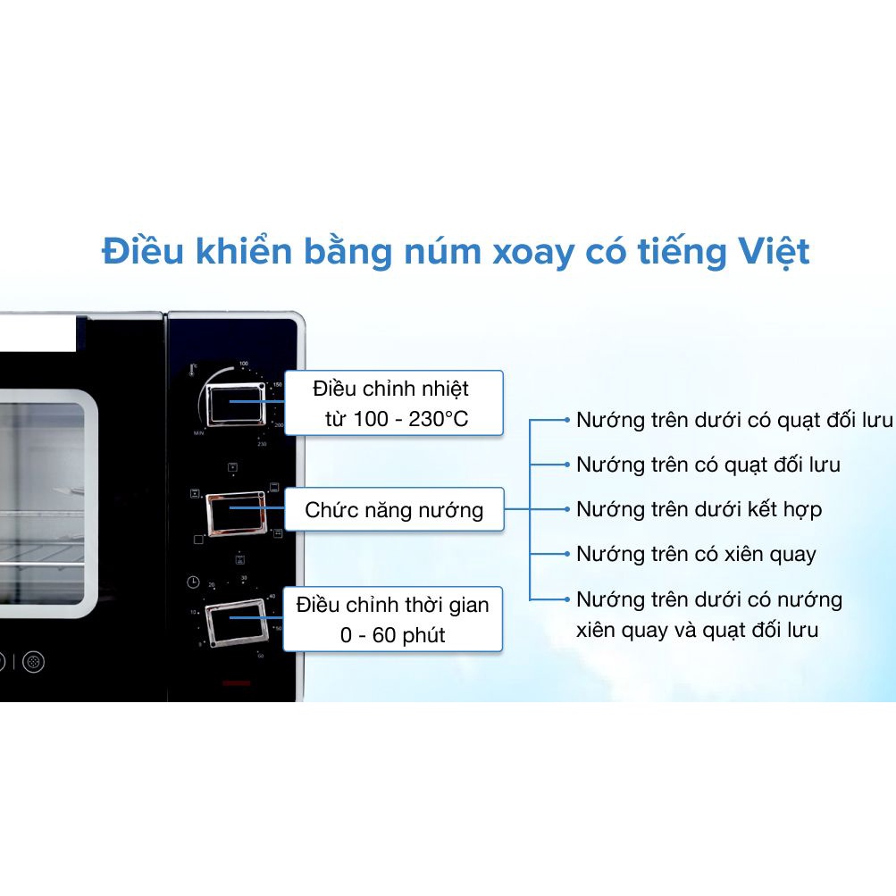 Lò nướng điện Sanaky VH3599S2D 35 lít-Mới 100%-5 chế độ nướng đáp ứng đầy đủ nhu cầu cho gia đình-Bảo hành 12 tháng