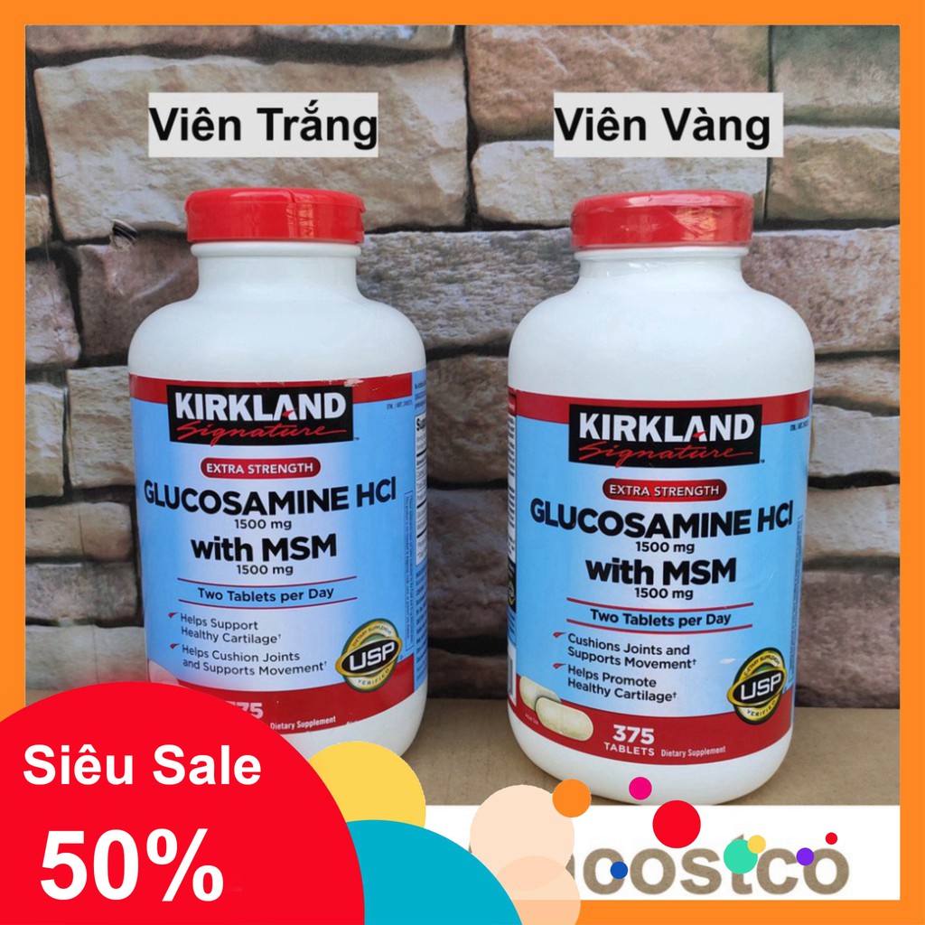 XẢ HÀNG Viên uống Kirkland Signature Glucosamine HCL 1500mg With MSM 1500mg 375 viên - Glucosamin XẢ HÀNG