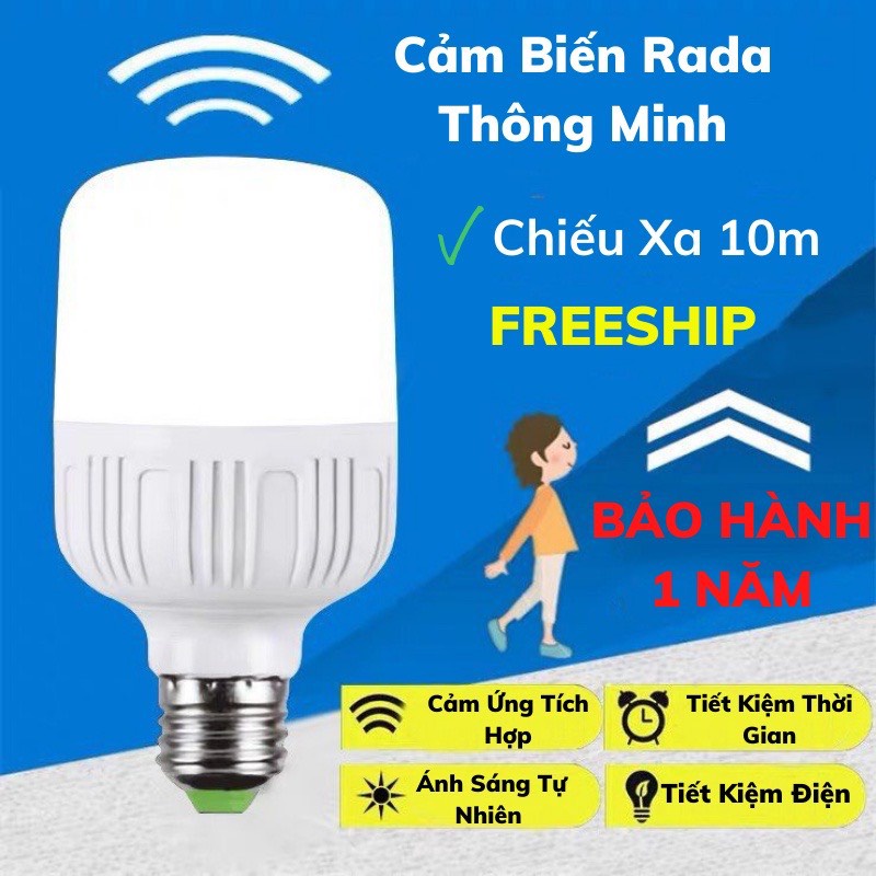 Bóng Đèn Led Cảm Biến Chuyển Động 40W Cảm Ứng Hồng Ngoại Tiết Kiệm Điện TIME HOME