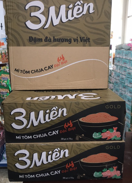 Thùng 30 Gói x 75g Mì Tôm 3 Miền (Bò Rau Thơm) | BigBuy360 - bigbuy360.vn