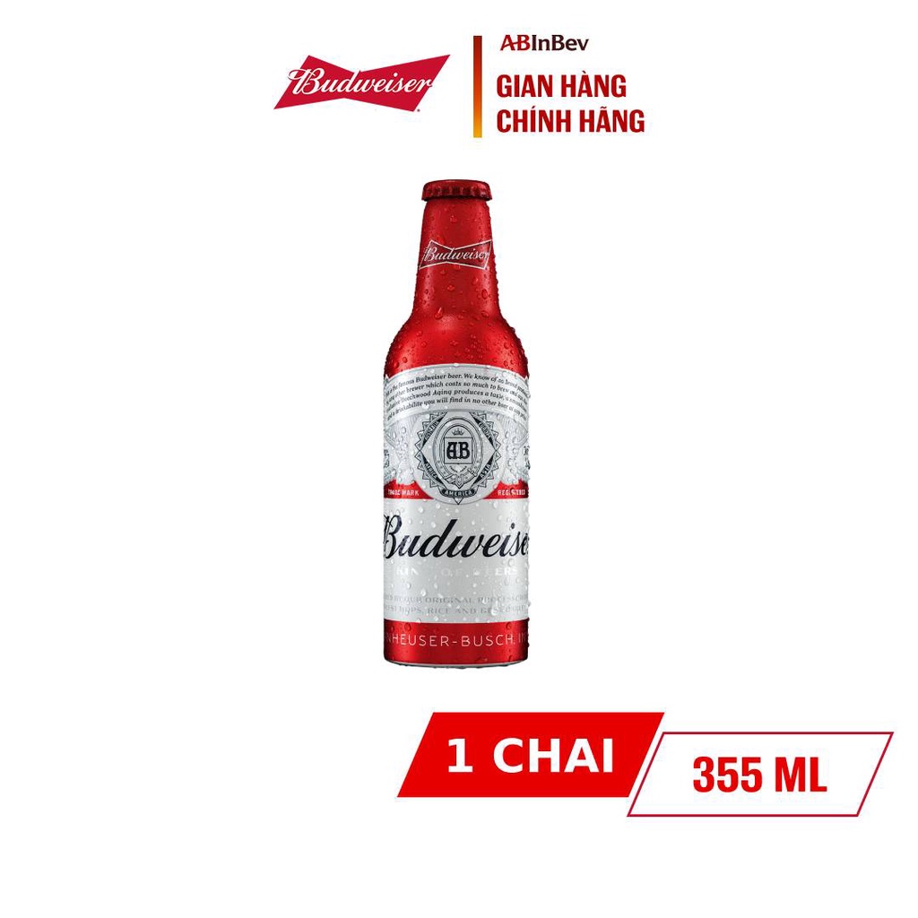 1 Chai Alumium Bia Budweiser Chính Hãng 355ml