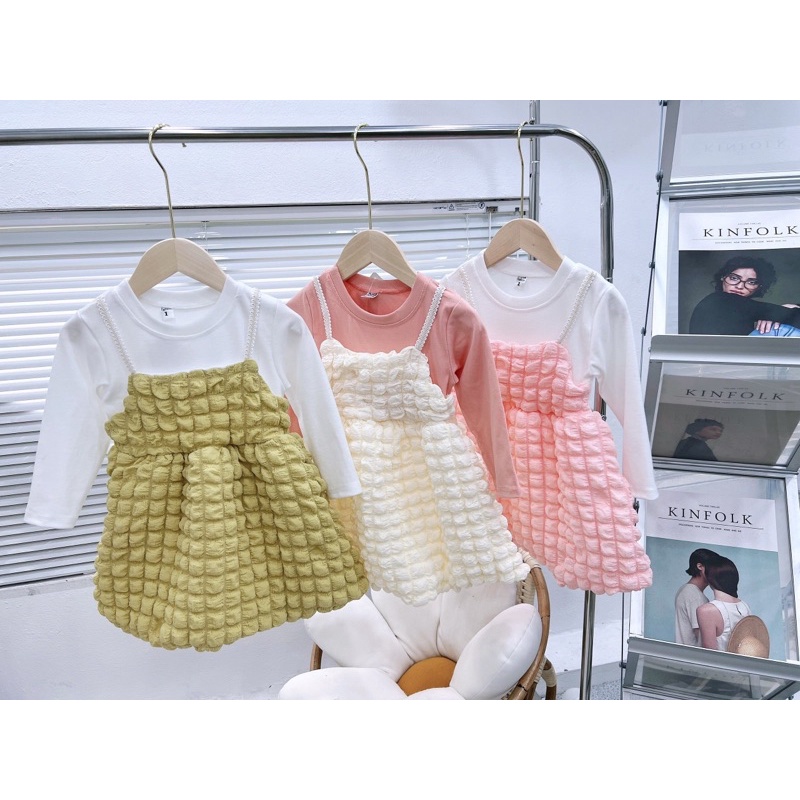 Váy đầm công chúa dài tay cho bé, váy tiểu thư thời trang thu đông cho bé từ 8-20kg
