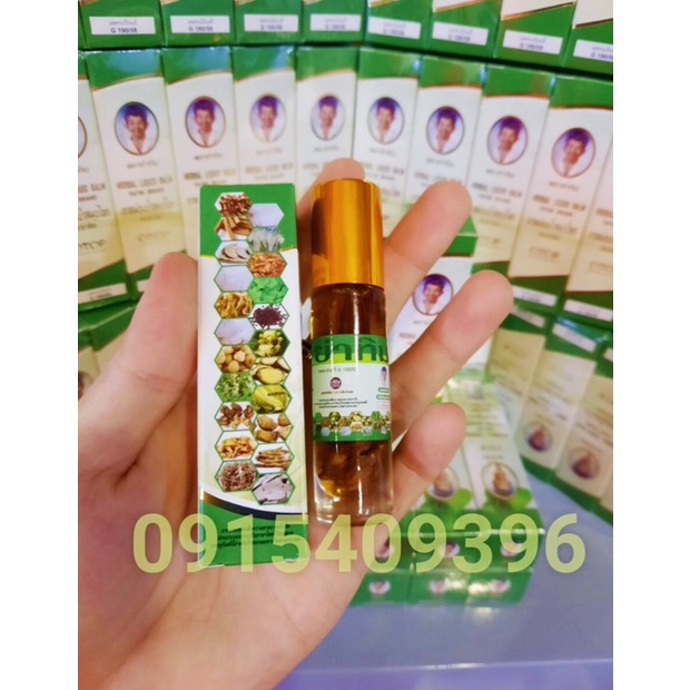 1 lốc 12 lọ dầu lăn 22 vị thảo dược Herbal Liquid Balm Yatim Brand 8ml Thái Lan (Xanh lá)