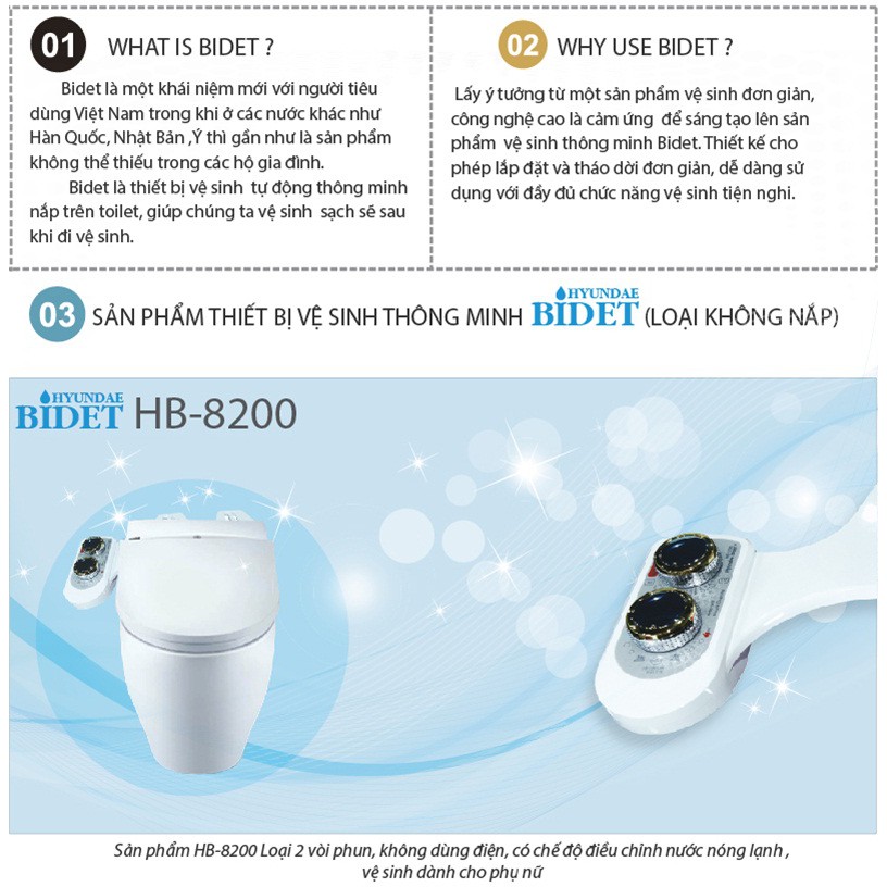 {GIÁ HỦY DIỆT} THIẾT BỊ VÒI XỊT RỬA VỆ SINH THÔNG MINH HYUNDAE BIDET HB-8200 (sử dụng nước nóng lạnh), VÒI TỰ ĐỘNG