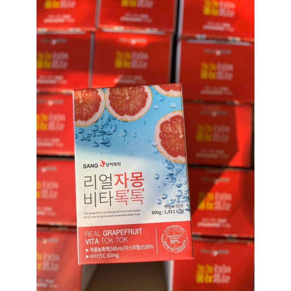 Trà Bưởi Giảm Cân Sanga Real Grapefruit Vita Tok Tok 30 Gói Hàn Quốc Chính Hãng - Bưởi Đỏ Đẹp Da Giữ Dáng