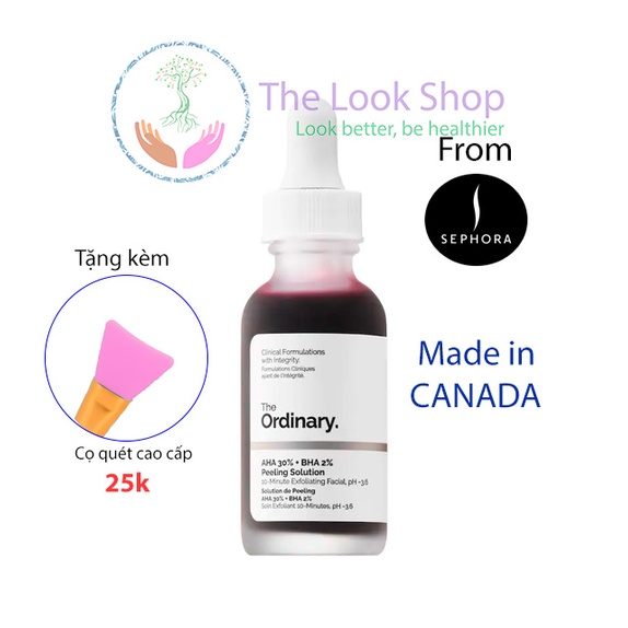 The Ordinary AHA 30% + BHA 2% Exfoliating Peeling Solution - Peel da, giảm mụn, thâm nám- Made in CANADA