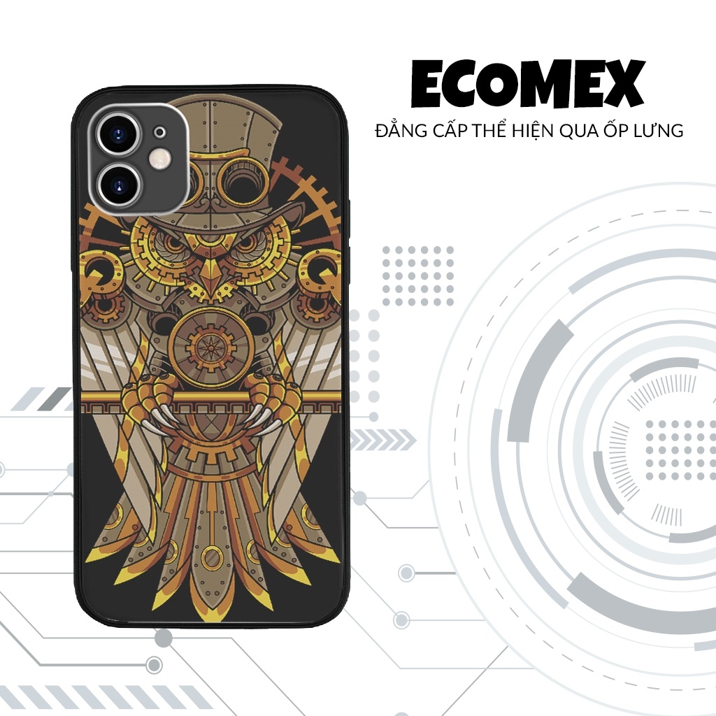 Ốp Lưng iphone in hình con cú máy móc ECOMEX cho Iphone 5 6 7 8 Plus 11 12 Pro Max X Xr MYS20220365