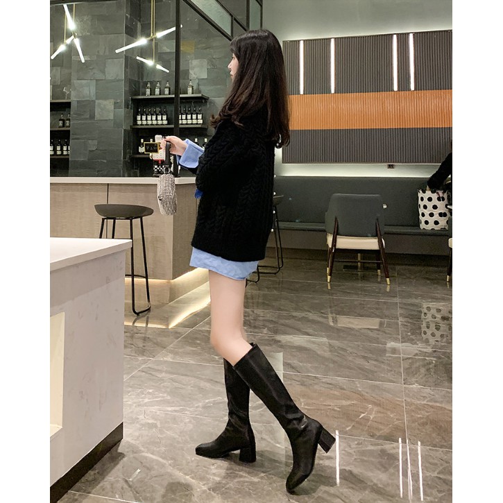 [SẴN] Boots đùi da PU mềm hàng không khóa kéo B028 | BigBuy360 - bigbuy360.vn