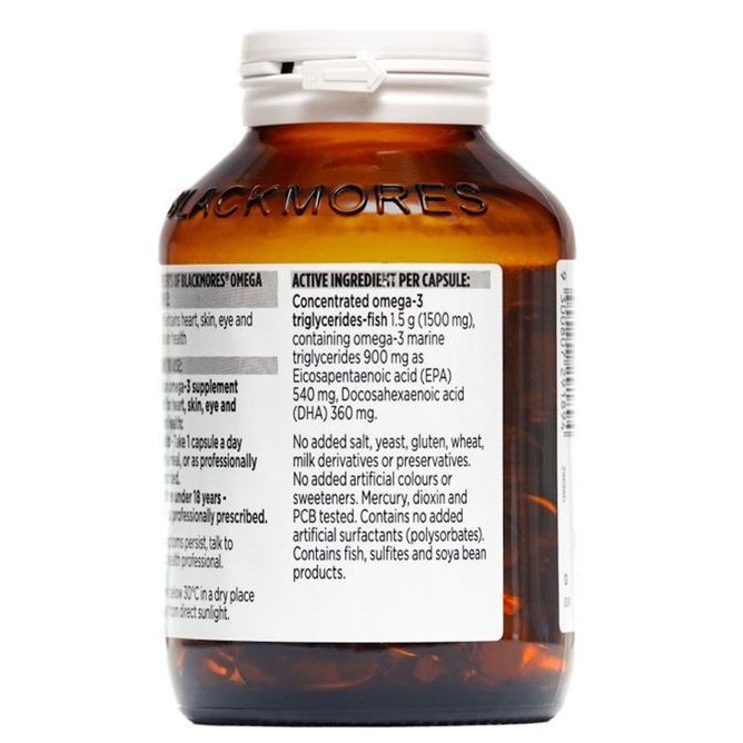 Viên uống dầu cá hàm lượng cao gấp 3 lần Blackmores omega triple super strength fish oil 150 viên