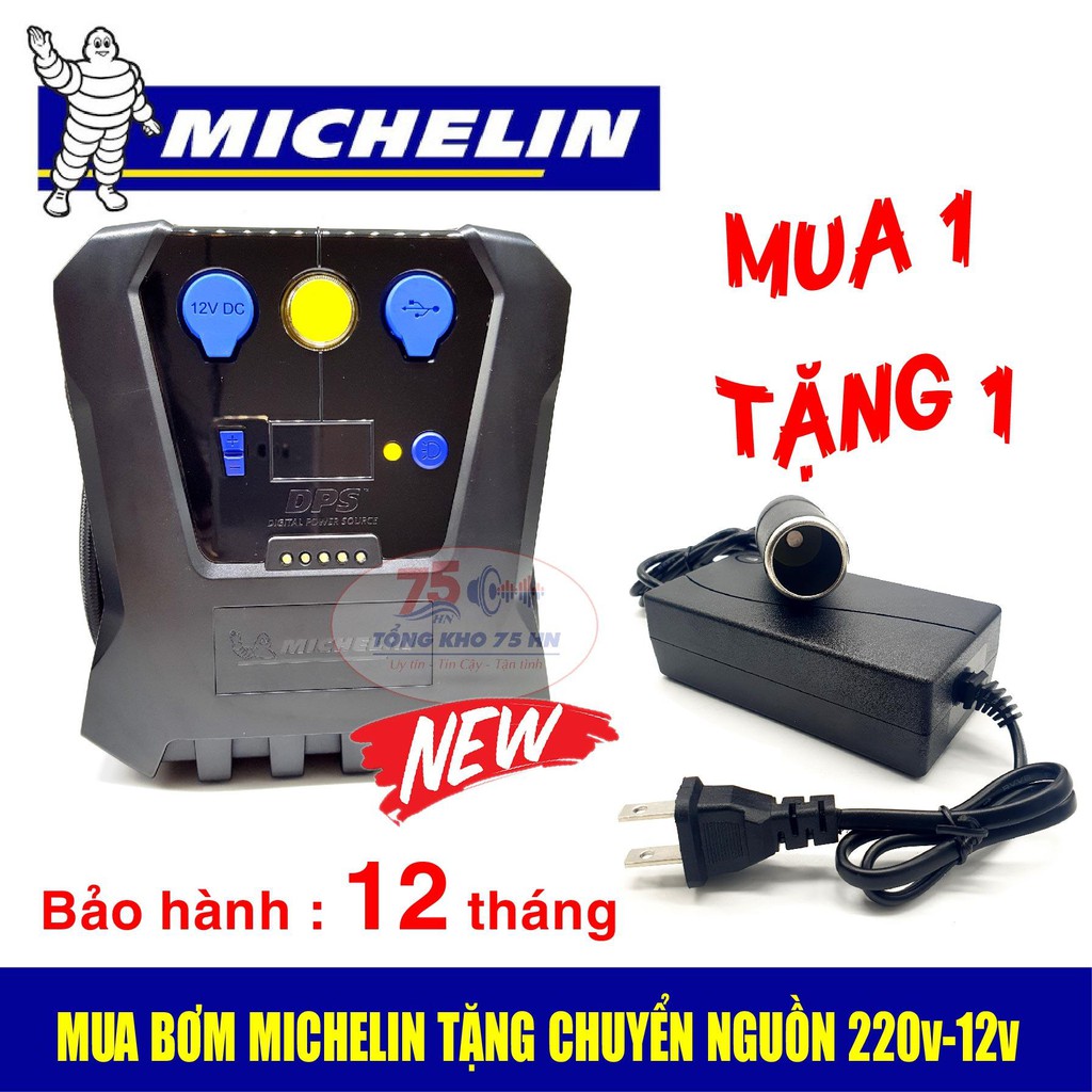 [Bản mới nhất] Bơm lốp tự ngắt Michelin 12266 Model mới nhất _ Tặng chuyển nguồn 220v-12v