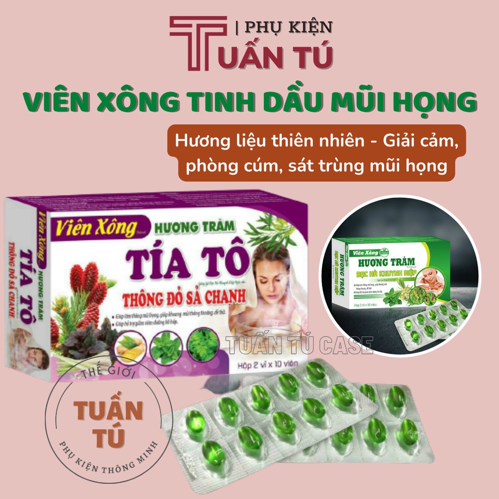 Viên xông tinh dầu hương tràm hộp 20 viên nguyên liệu từ thiên nhiên giúp giải cảm, phòng cúm, sát trùng mũi họng