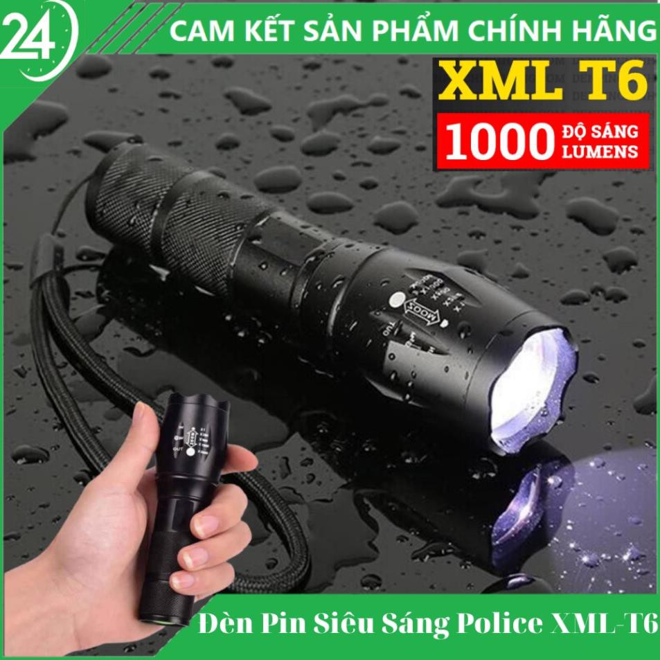 Đèn Pin Siêu Sáng Chiếu Xa Police XML-T6 Có 5 Chế Độ Chiếu Xa Trăm Mét , Chống Nước y