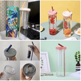 bình đựng nước có lõi lọc pha trà kèm ống hút gấp gọn ❤️ FREE SHIP chất liệu nhựa cao cấp trong suốt mẫu mới