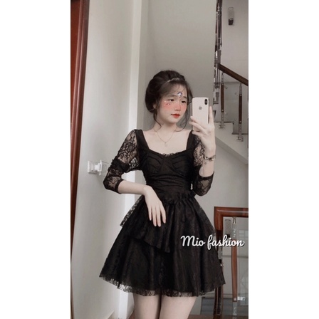 váy ren tầng cổ vuông ( ảnh thật shop chụp) | BigBuy360 - bigbuy360.vn