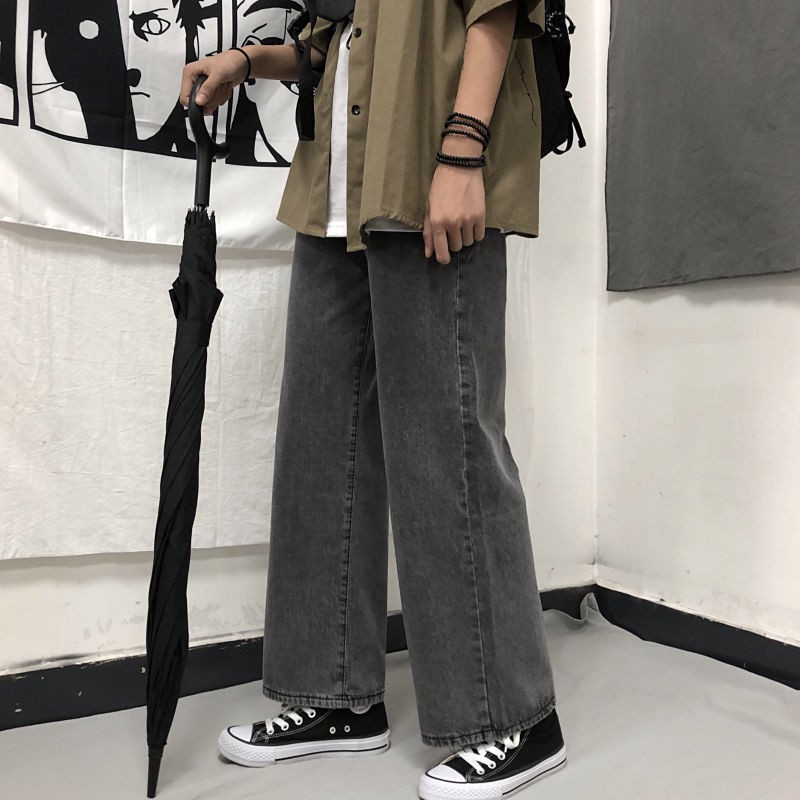 Quần Jean Nam, Quần Baggy Nam  ống rông màu xám Thời Trang Phong Cách Unisex ( ống rộng xám)
