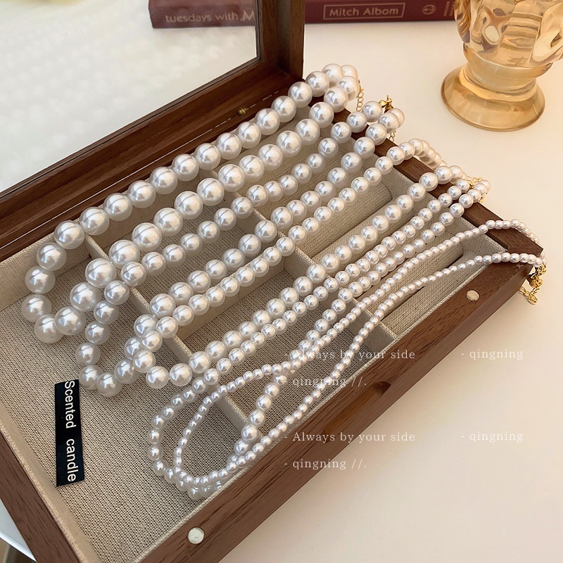 DREJEW Vòng cổ mặt ngọc trai lớn phong cách độc đáo thời trang Pháp cổ điển dễ phối đồ dành cho nữ
