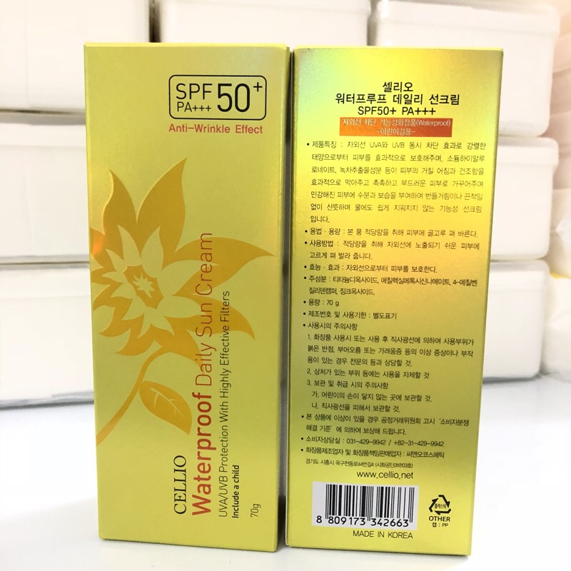 Kem chống nắng 💖FREESHIP💖 kem chống nắng CELLIO trắng da chống nước 70ml