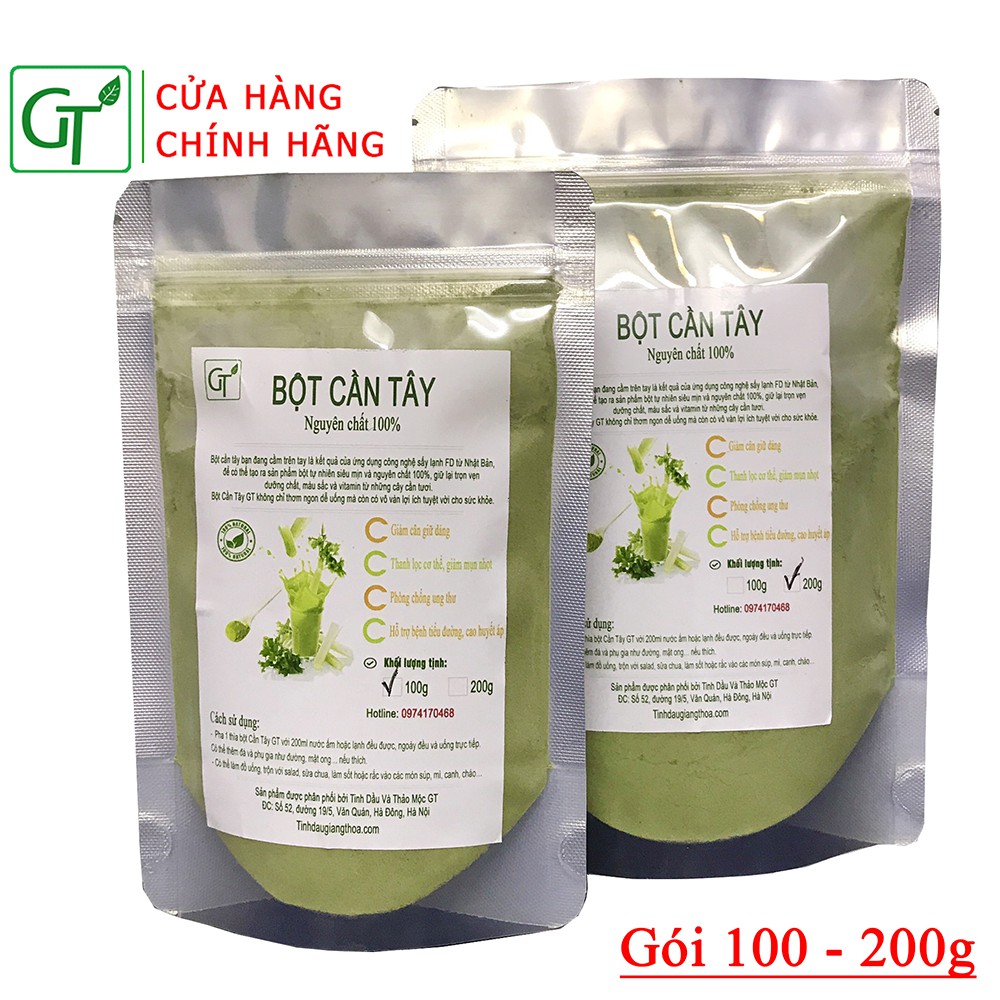 Bột Cần Tây Nguyên Chất GT Gói 100 - 200g - Bột Cần Tây Sấy Lạnh Cao Cấp Giúp Giảm Cân Nhanh, Da Xinh, Dáng Đẹp