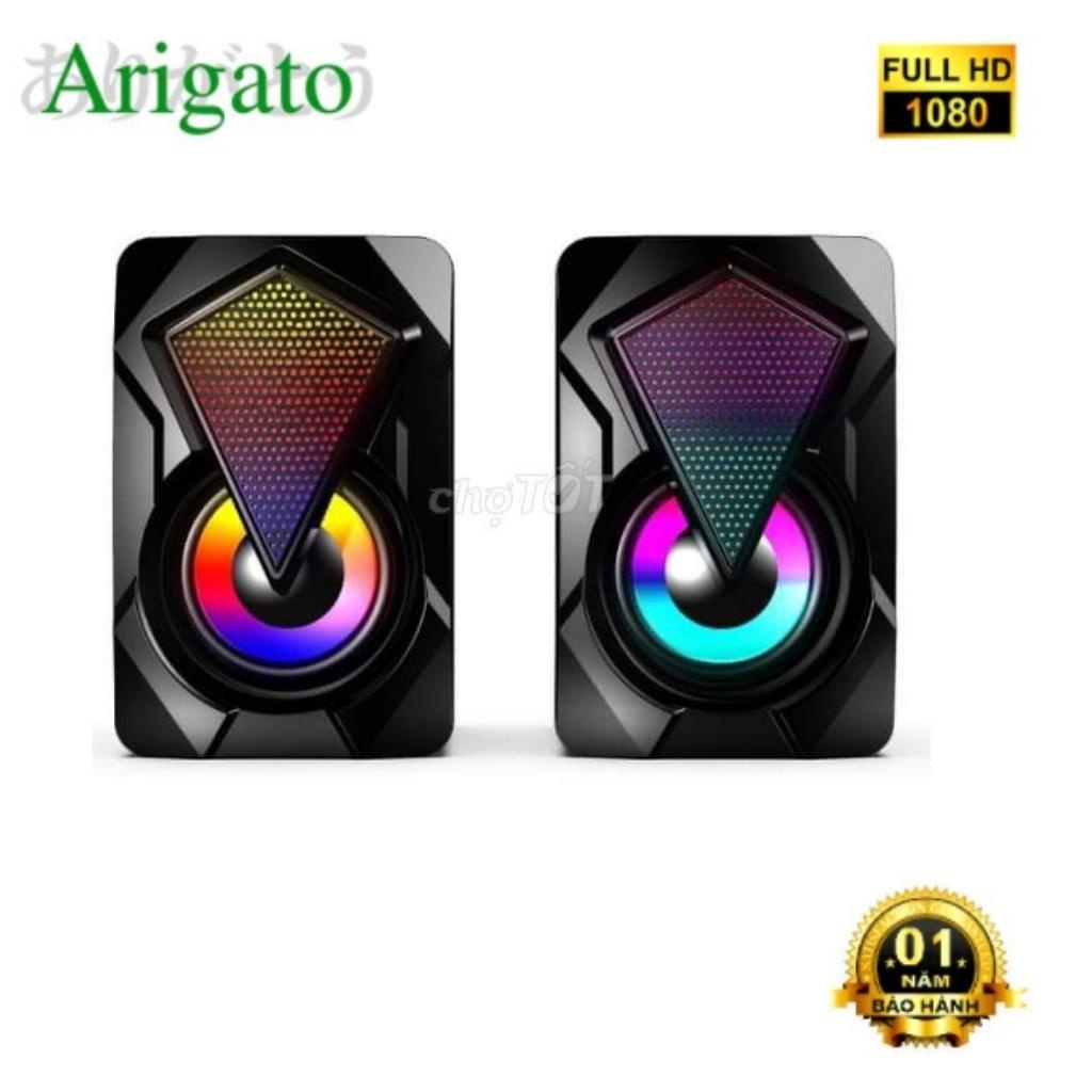 Loa máy tính,loa 2.0 LEERFE minispeaker có dây để bàn đèn LED trang trí Siêu Đẹp - Bảo Hành 1 Năm