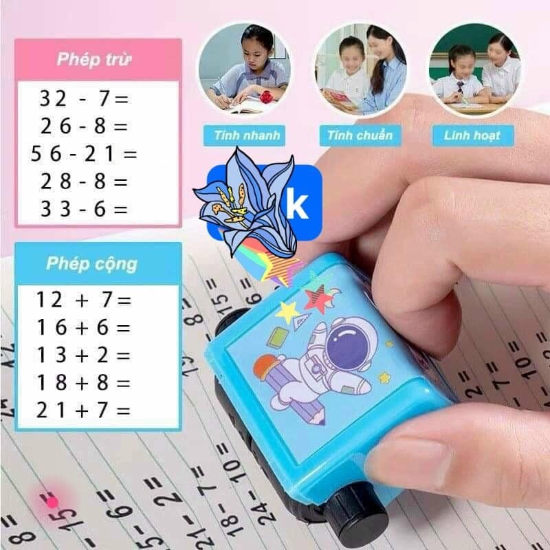 Máy in con lăn tạo phép tính cộng trừ máy tạo phép tính đơn giản ra bài tập cho bé học toán kèm lọ mực
