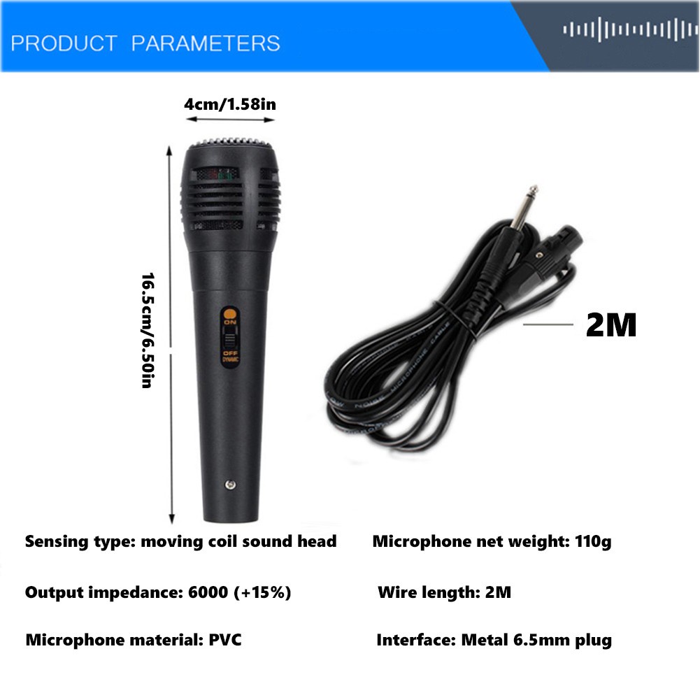 Micro hát karaoke cầm tay một chiều có dây cổng 6.5mm âm thanh sống động kèm dây cáp xlr