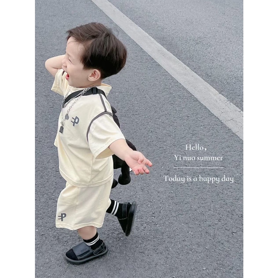 Bộ Đồ Ngắn Tay Thời Trang Mùa Hè Phong Cách Mới Mẻ Dành Cho Bé Trai