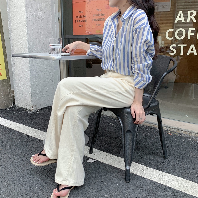 Áo Sơ Mi Tay Dài Họa Tiết Kẻ Sọc Phong Cách Retro Thời Trang