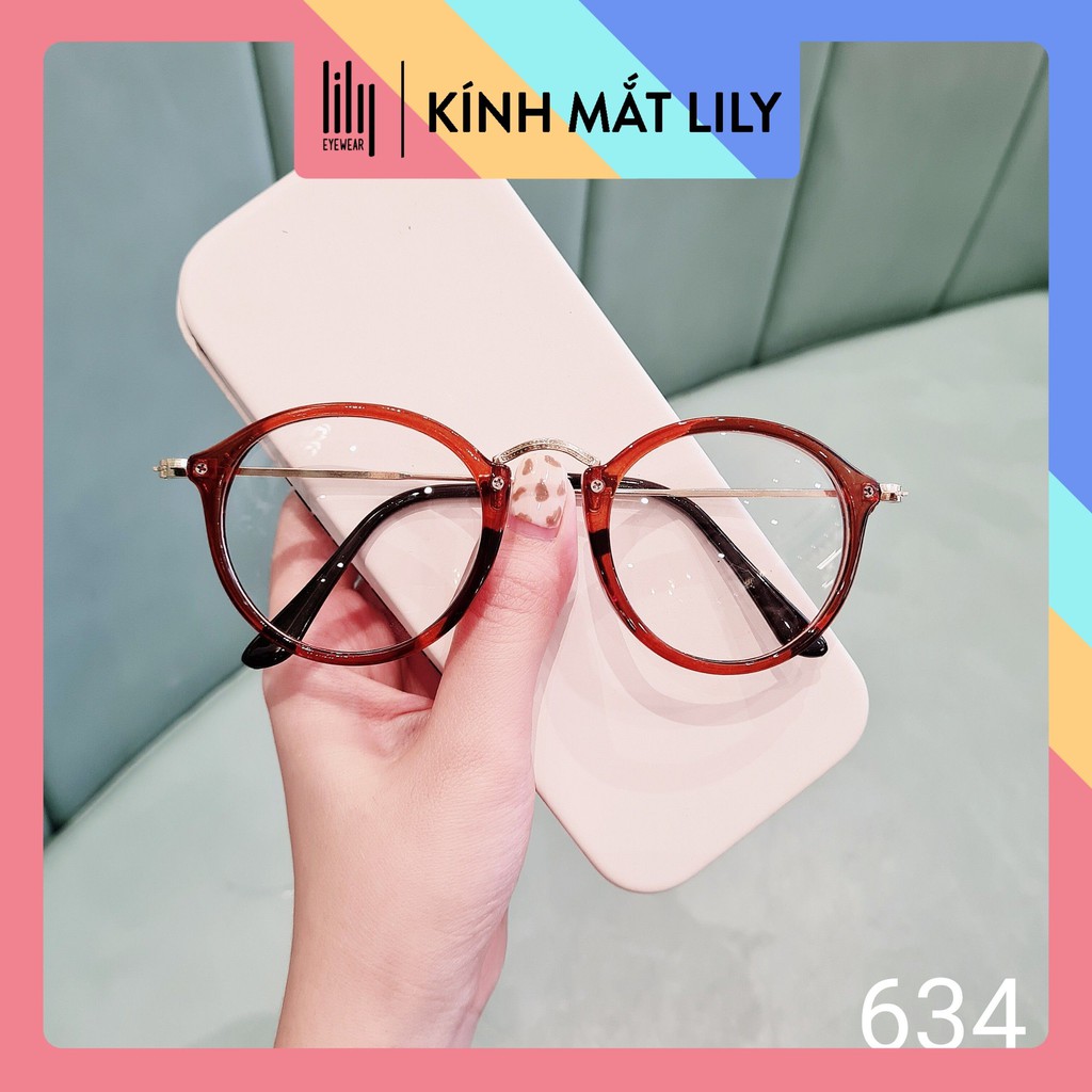 Gọng kính cận nữ Lilyeyewear kim loại, mắt tròn, thời trang hàn quốc - 634