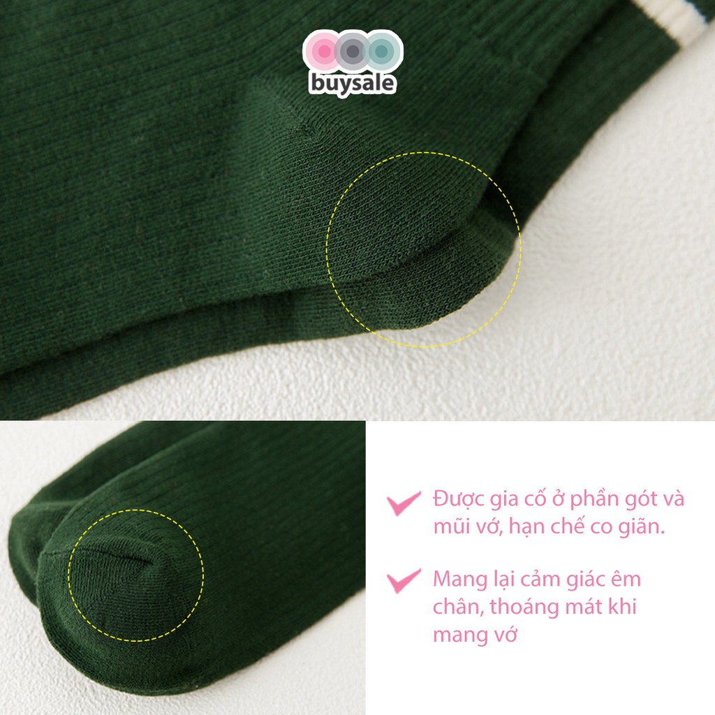 Vớ cổ cao thun cotton, chất vải dày dặn, dạng gân 2 sọc, thân thiện làn da, dùng được cho nam, nữ - buysale - BSPK215
