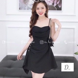 Đầm xoè cổ đổ thun umi cao cấp