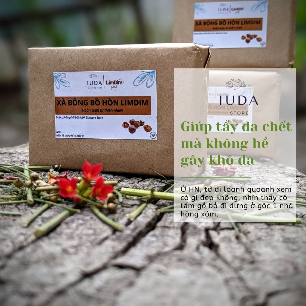 Xà bông hữu cơ bồ hòn hanmade (xà phòng tự nhiên) LIMDIM 120/60gr làm sạch, dưỡng da - IUDA Store