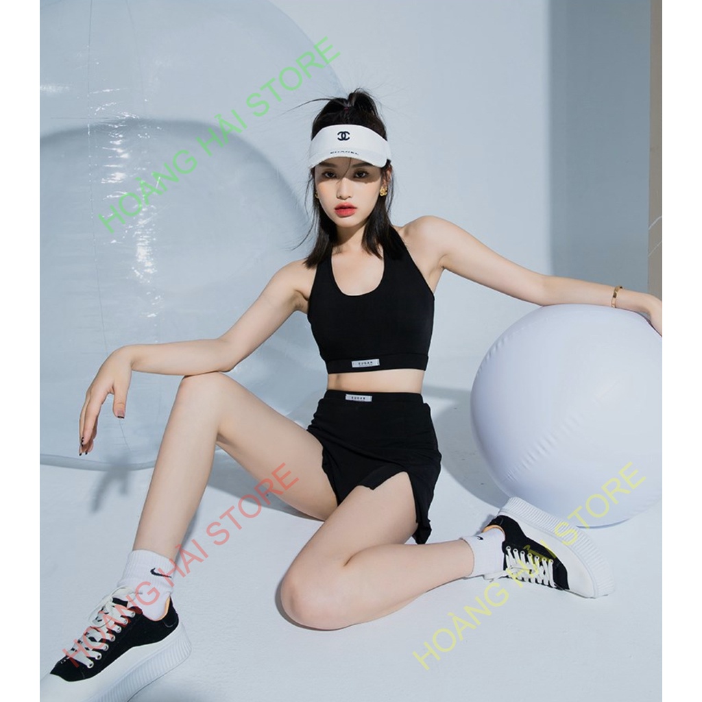 Bộ đồ bơi bikini nữ hai mảnh kín đáo quần short áo tay dài đi tắm biển, tập yoga, tập gym - B.31