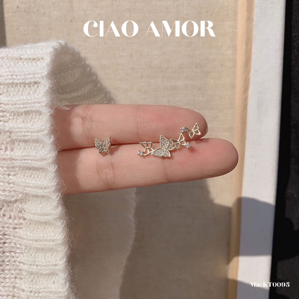 Khuyên tai nữ, bông tai cánh 2 bên khác Trang sức Ciao Amor - KT0095