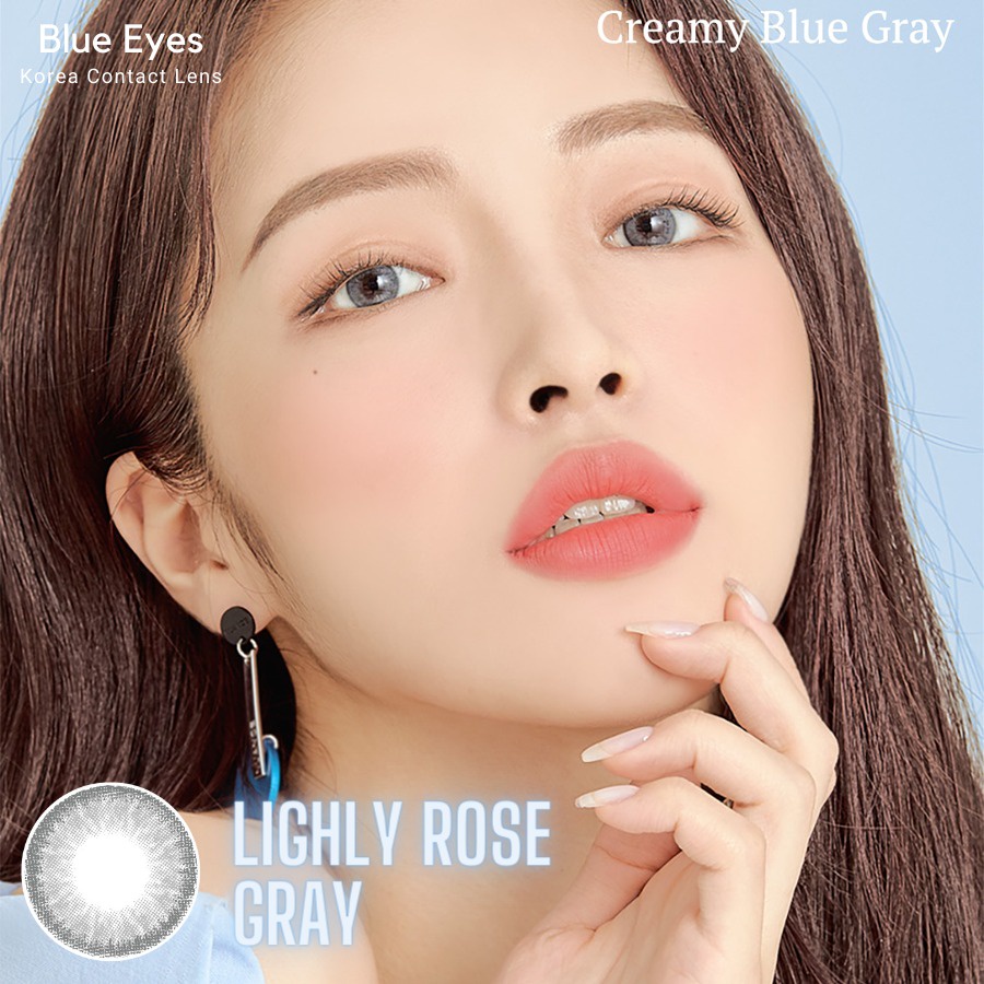 Kính áp tròng Hàn Quốc Blue Eyes - LIGHLY GRAY - Lens thời trang cận màu xám sáng cá tính - lens made in Korea