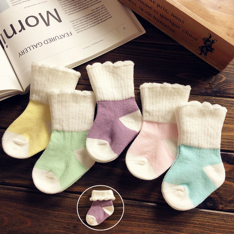 Vớ Cotton Trơn Mỏng Mùa Xuân Thu Cho Bé Sơ Sinh 0-3 - 6-12 Tháng 1 Tuổi 3 Tuổi