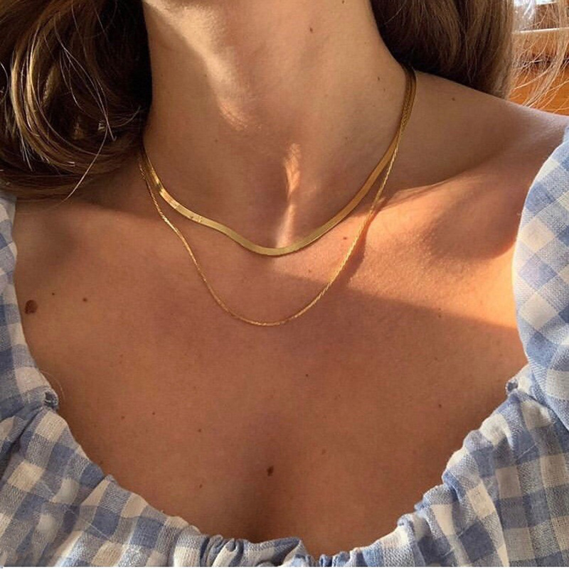 DUNEA Vòng cổ choker hai lớp phong cách Hàn Quốc thời trang đơn giản dành cho nữ