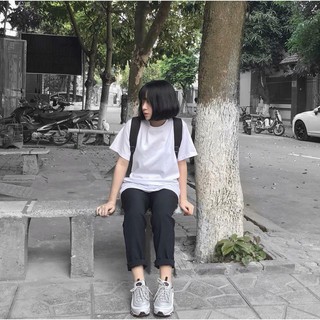 < FREESHIP > Set Áo Trắng phối Quần Kaki Đen [ Form UNISEX ]