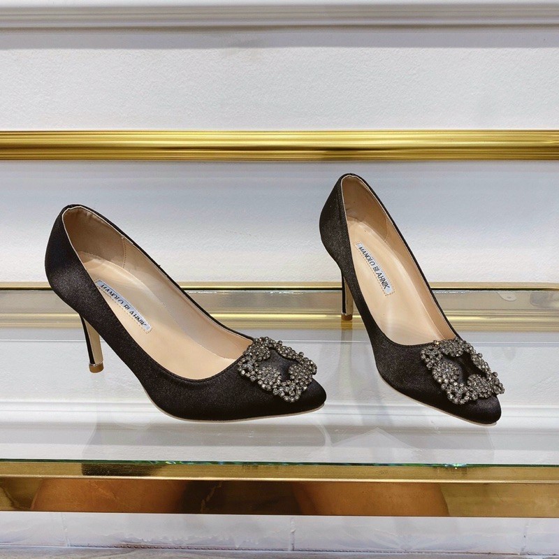 Giày cao gót manola lụa đá qccc 7p fullbox