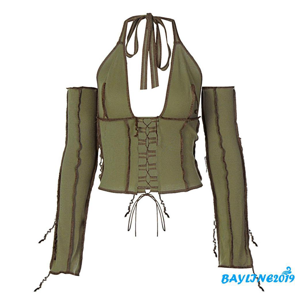 Áo Kiểu Khoét Lỗ Gợi Cảm Phối Đôi Găng Tay Thời Trang Cho Phụ Nữ