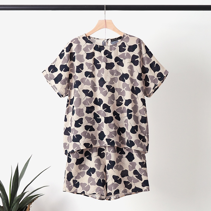 Bộ đồ nữ ZANZEA gồm áo tay cánh dơi và quần eo thun họa tiết in vintage thời trang