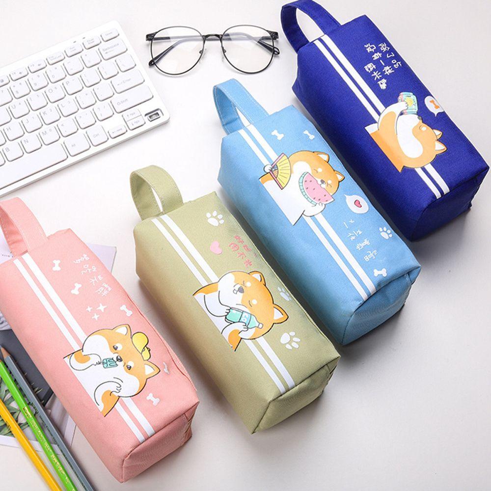 Túi Đựng Bút Bằng Vải Canvas Họa Tiết Động Vật Hoạt Hình Dễ Thương