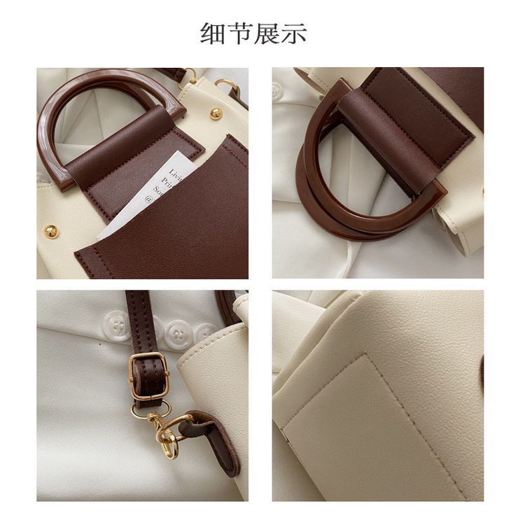 Túi Xách JASMIN NOIR Da PU Màu Tương Phản Thời Trang Cho Nữ