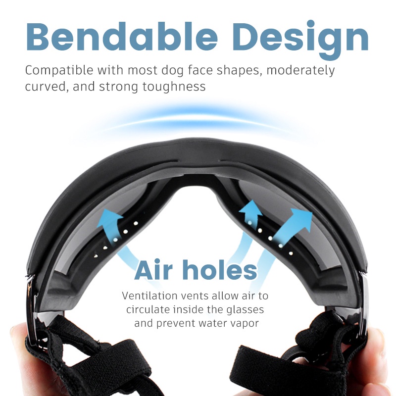 HamshMoc Kính bảo vệ mắt chống tia uv chống mưa chống gió có dây đeo có thể điều chỉnh cho thú cưng cỡ vừa và lớn