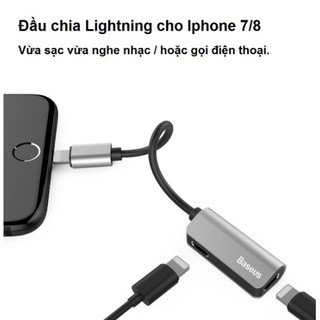 Đầu chia 2 cổng Lightning BASEUS L37: Vừa sạc, vừa có thể nghe nhạc hoặc gọi điện.