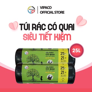 Túi đựng rác siêu tiết kiệm 25L Vipaco - túi rác có quai xách
