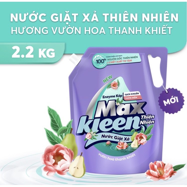 Túi Nước Giặt Xả MaxKleen Thiên Nhiên Hương Vườn Hoa Thanh Khiết 2.2 Kg - 3.6kg (MỚi)