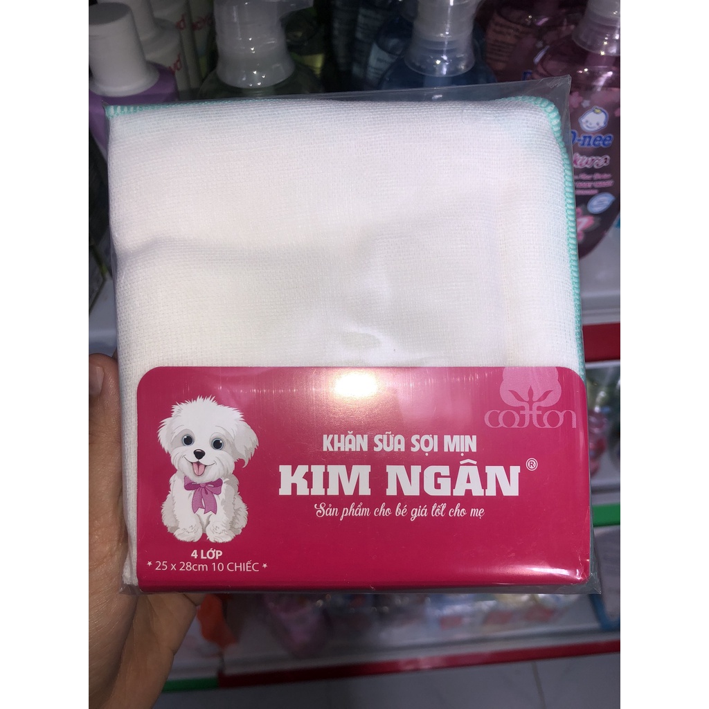Khăn sữa Kim Ngân Cao cấp 3 lớp, 4 lớp cho bé Set 10 cái