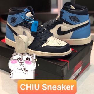 Giày thể thao jordan cổ cao xanh dương phiên bản cao cấp giày Sneaker jd1 high obsidian Da thật