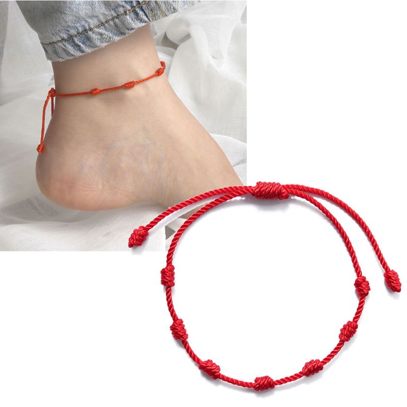 Set 2 Vòng Đeo Tay Chân Bện Dây Đỏ May Mắn 7 Nút Thời Trang Có Thể Điều Chỉnh Cho Thành Công Và Thịnh Vượng
