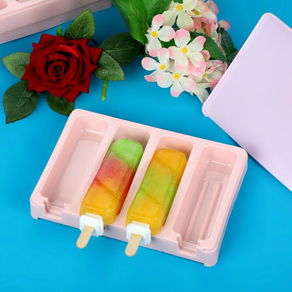 [ Mua miễn phí que gỗ] Kem tự làm Khuôn Sorbet hoạt hình Khay đá gia dụng;